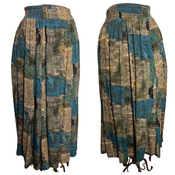 Vintage Carole Little Petites Skirt Blouse size 4 patchwork design Boho - Picture 2 of 16